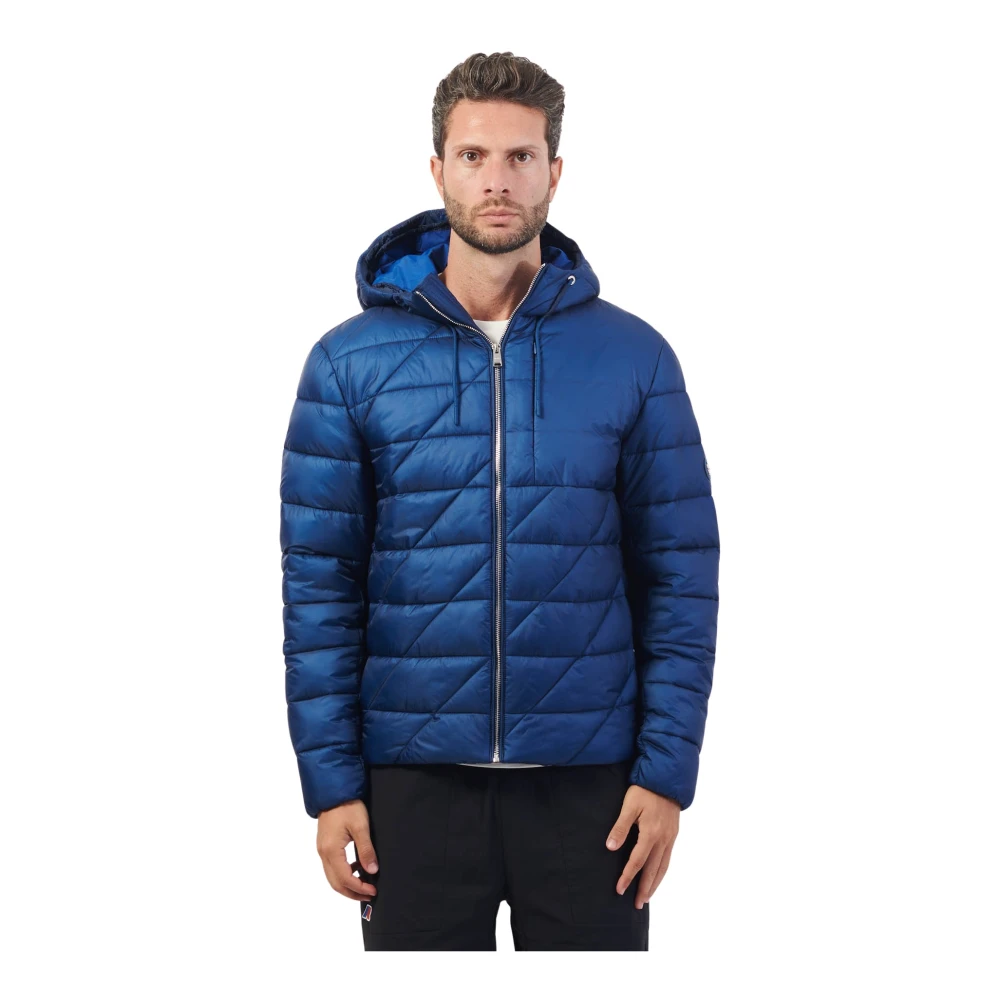 Hugo Boss Blauwe Gewatteerde Waterdichte Jas met Capuchon Blue Heren