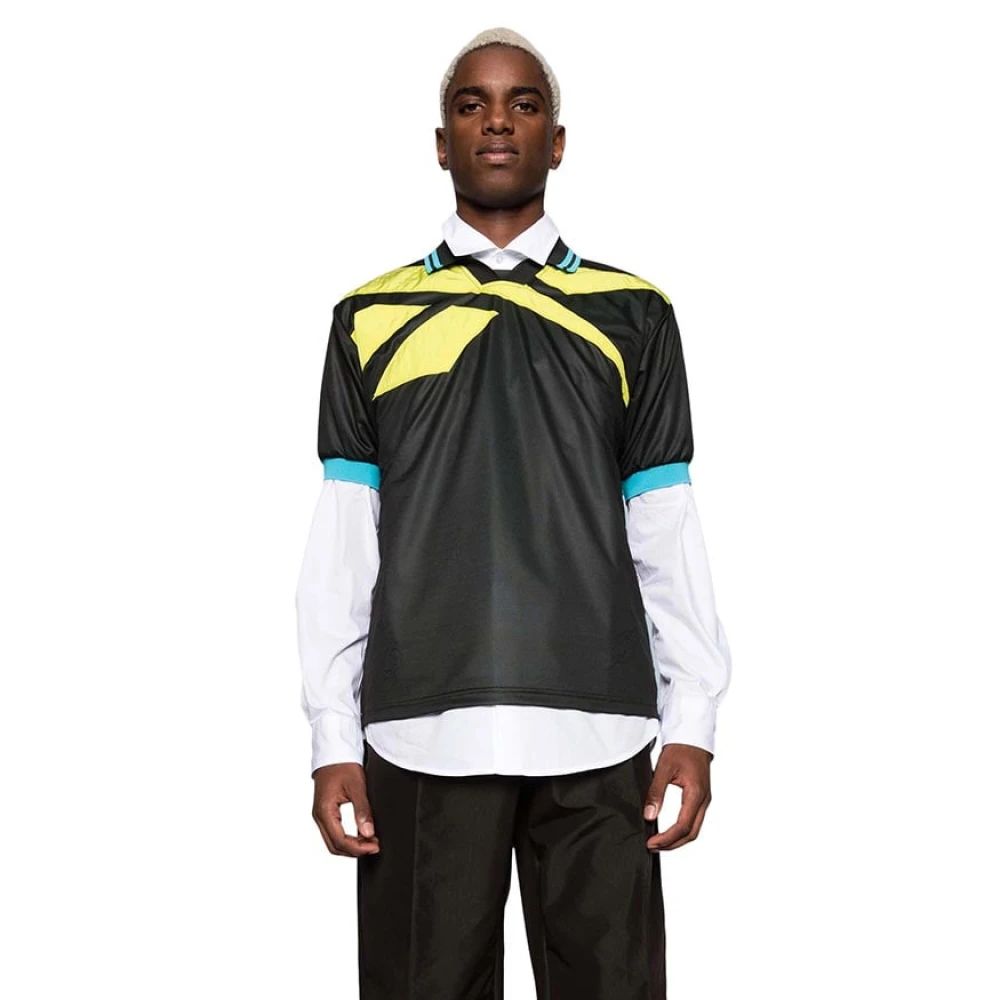 Reebok Gelaagd poloshirt in zwart zuurgeel Black Heren