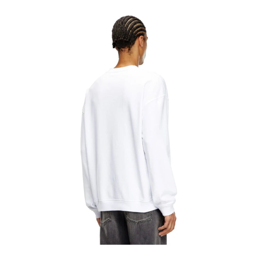 Diesel Oval D Cut-Out Logo Sweatshirt Wit White Heren