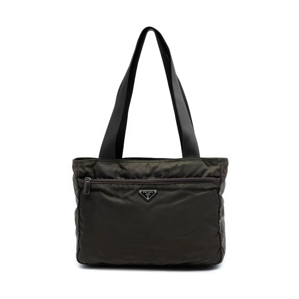 Prada Vintage Women's Green Pre-Owned Nylon Tote Bag