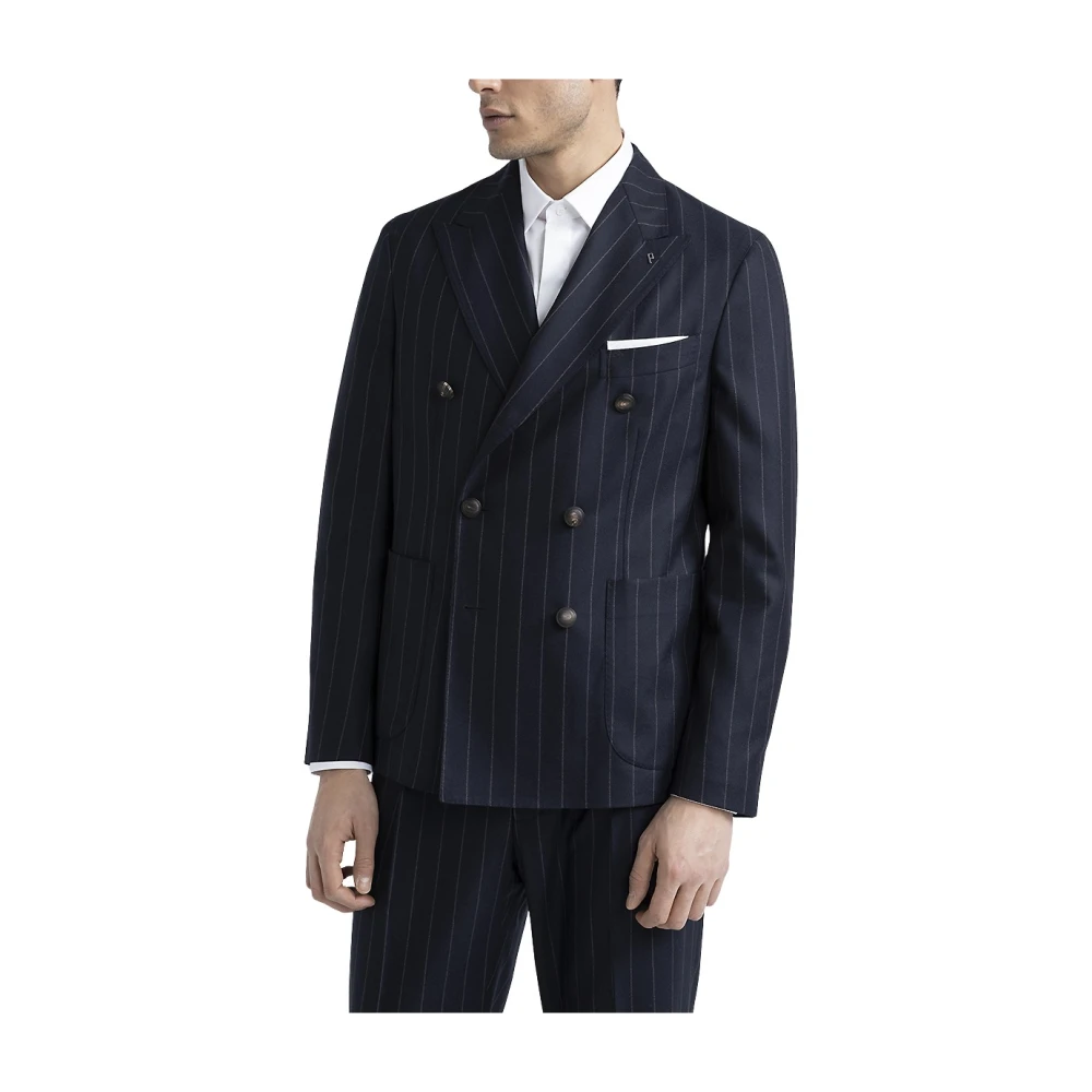 PESERICO Pinstripe wollen double-breasted blazer Blue Heren