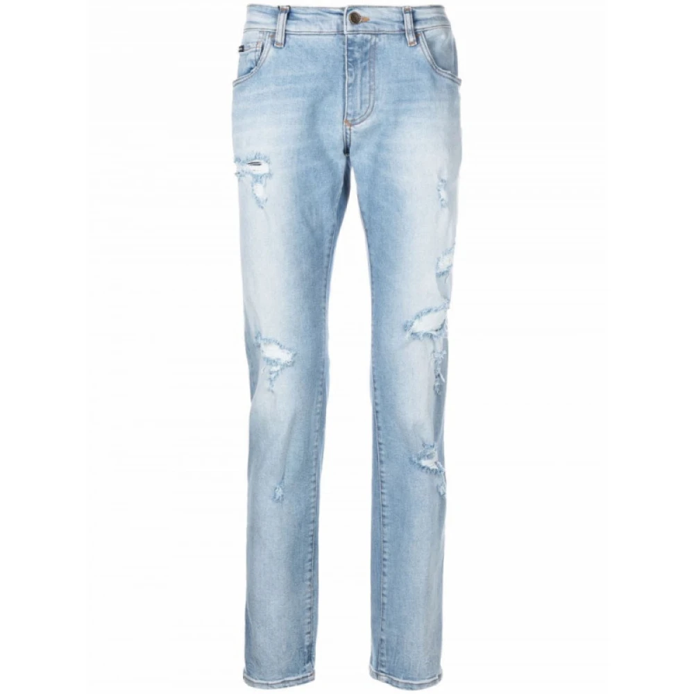 Dolce & Gabbana Versleten Skinny-Fit Jeans Blauw Heren