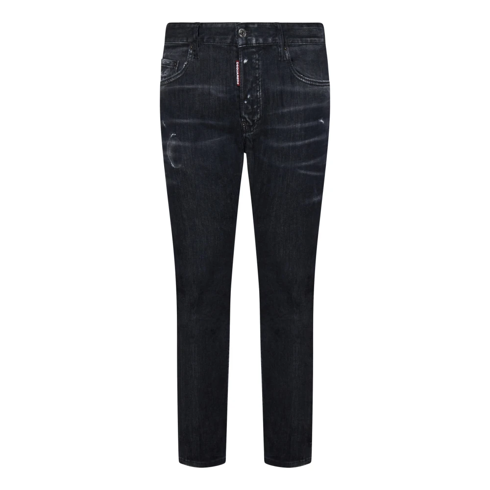 Dsquared2 Zwarte Slim-Fit Gebruikte-Was Denim Jeans Black Heren