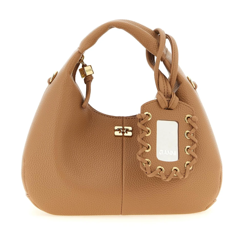 Ganni Women's Hobo Mini Tote Bag Tan In Tawny Birch, Polyester - Image 5