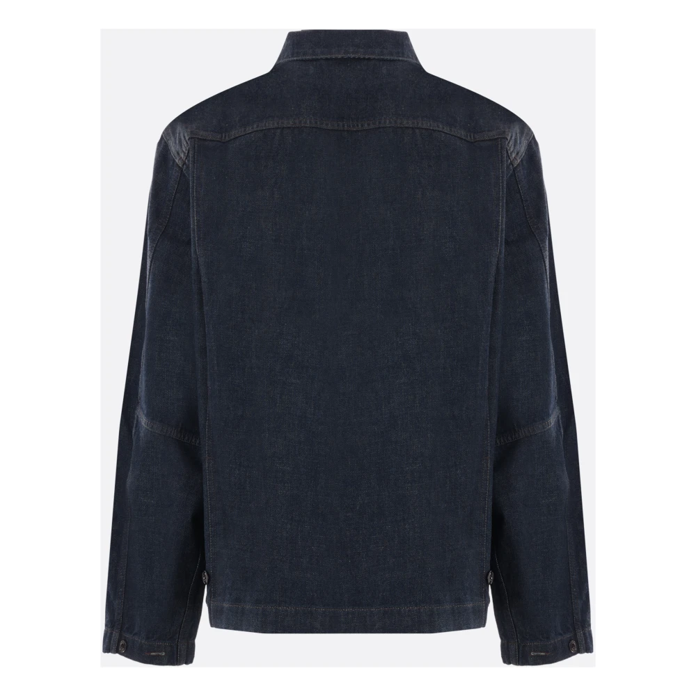 Lemaire Blauwe Katoenen Denim Jas Blue Heren