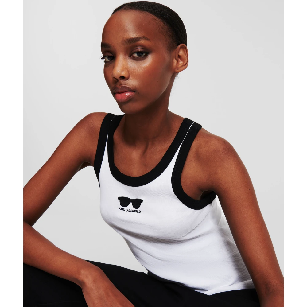 Karl Lagerfeld Dames T-shirt met contrastafwerking White Dames