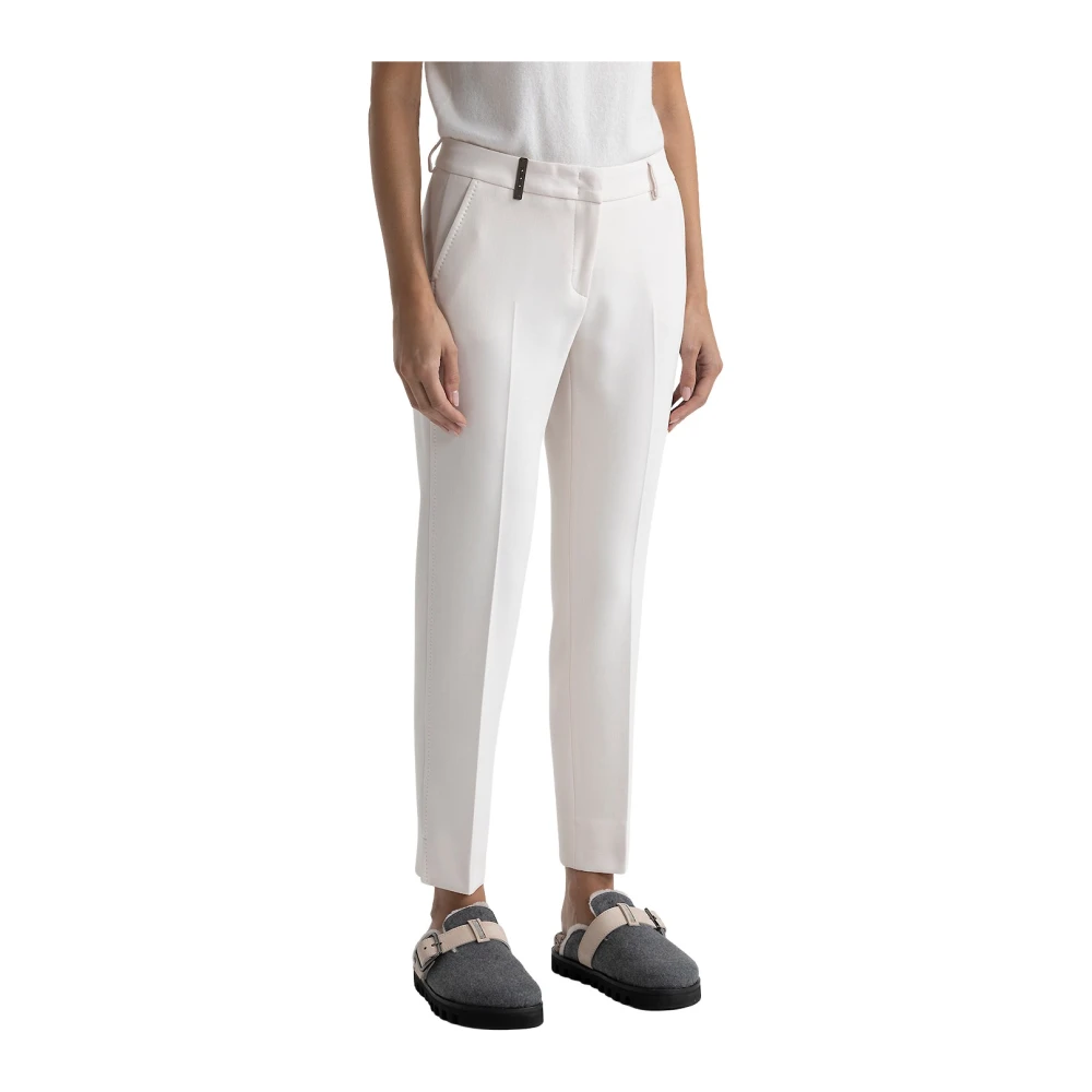 PESERICO Iconic 4718 stretch viscose dubbel geweven broek Beige Dames