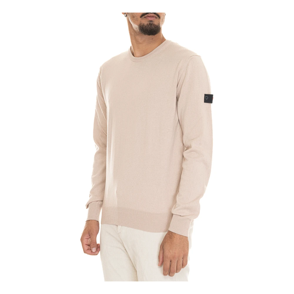 Peuterey Ronde hals trui met armlogo Beige Heren