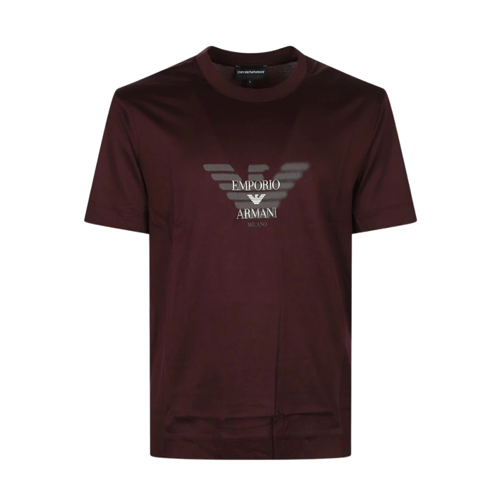 Emporio Armani , T-Shirts, Male, Brown, S, Graffiti Eagle Logo Print T-Shirt