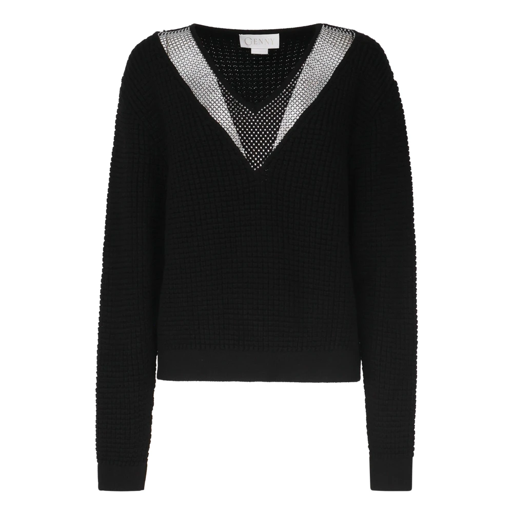 Genny Zwarte Sweater Collectie Maglieria Black Dames