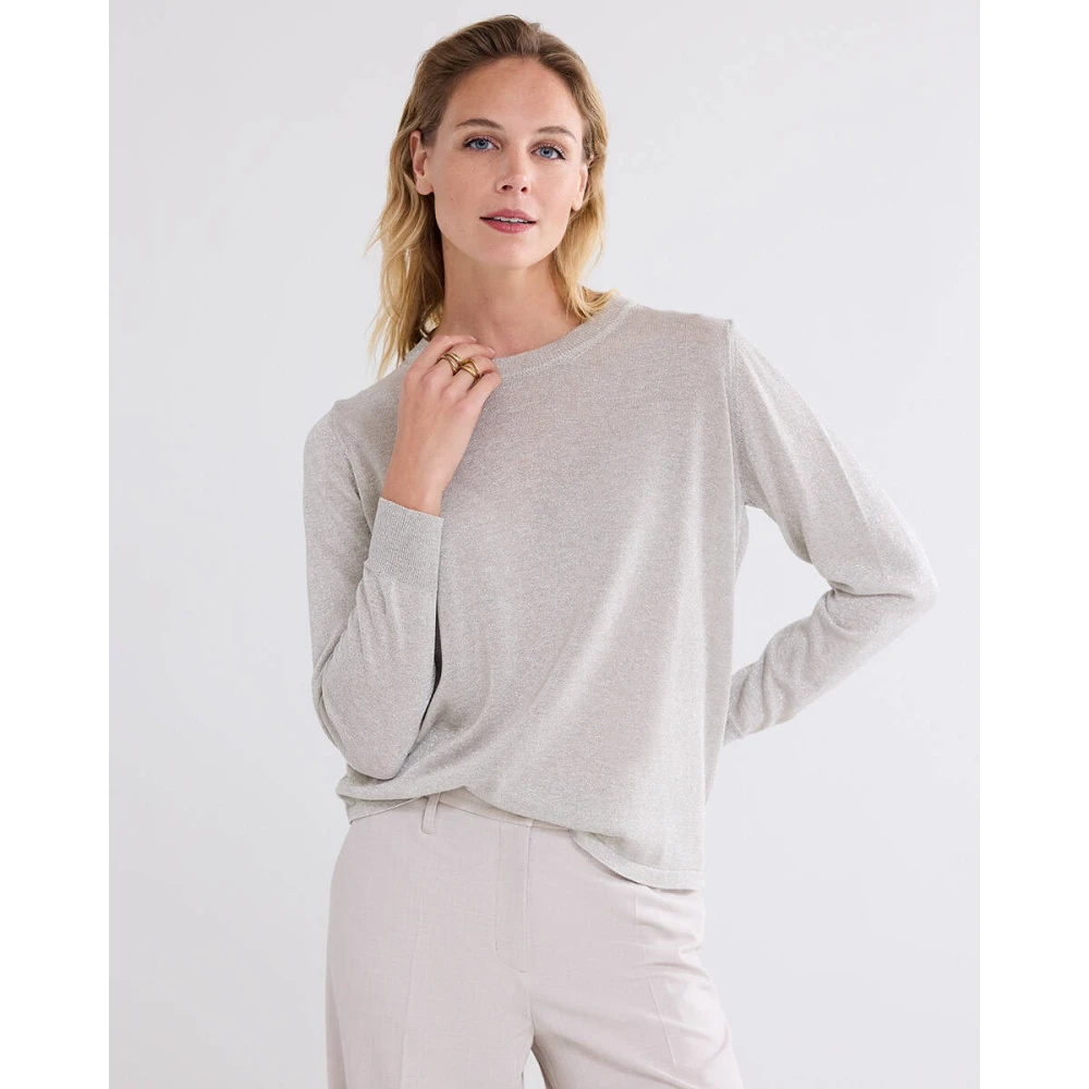 Summum Woman Lurex Gebreide Pullover Sweater Gray Dames