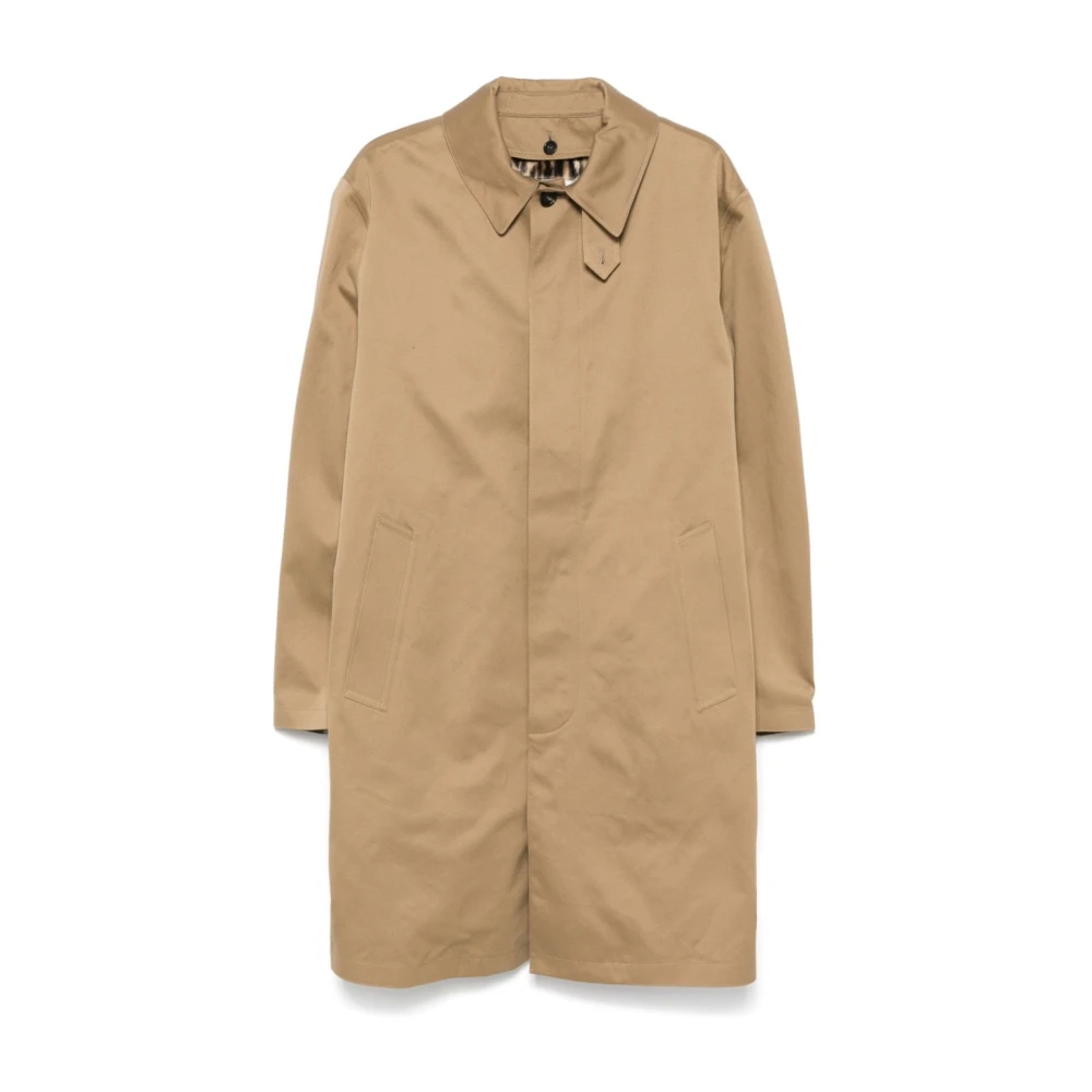 Saint Laurent Beige Katoenen Gabardine Jas met Nepbont Voering Beige Heren