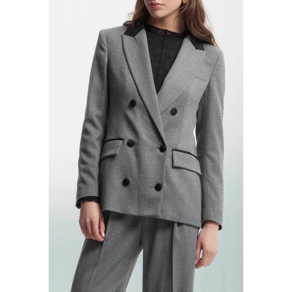 Kocca Dubbelzijdige jas met contrasterende bies Black Dames