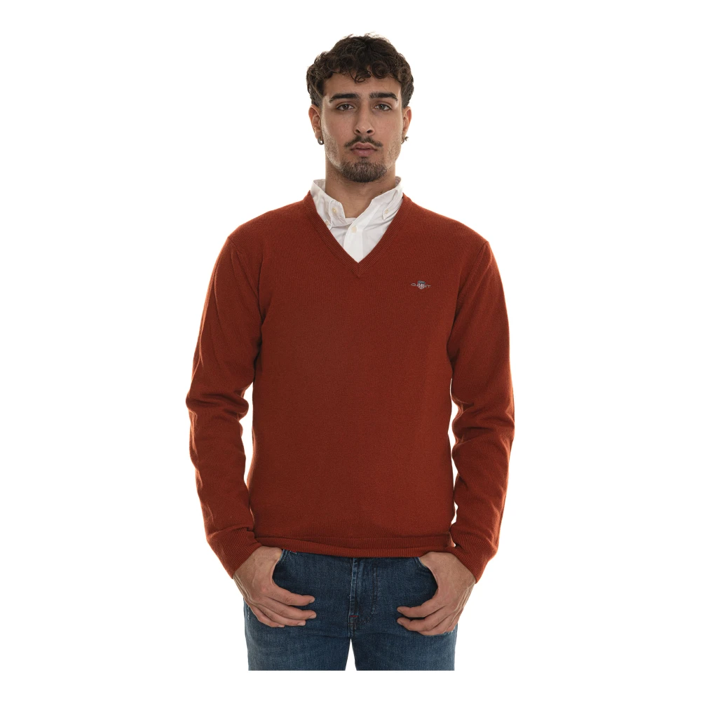 Gant V-hals trui extra fijne wol Orange Heren