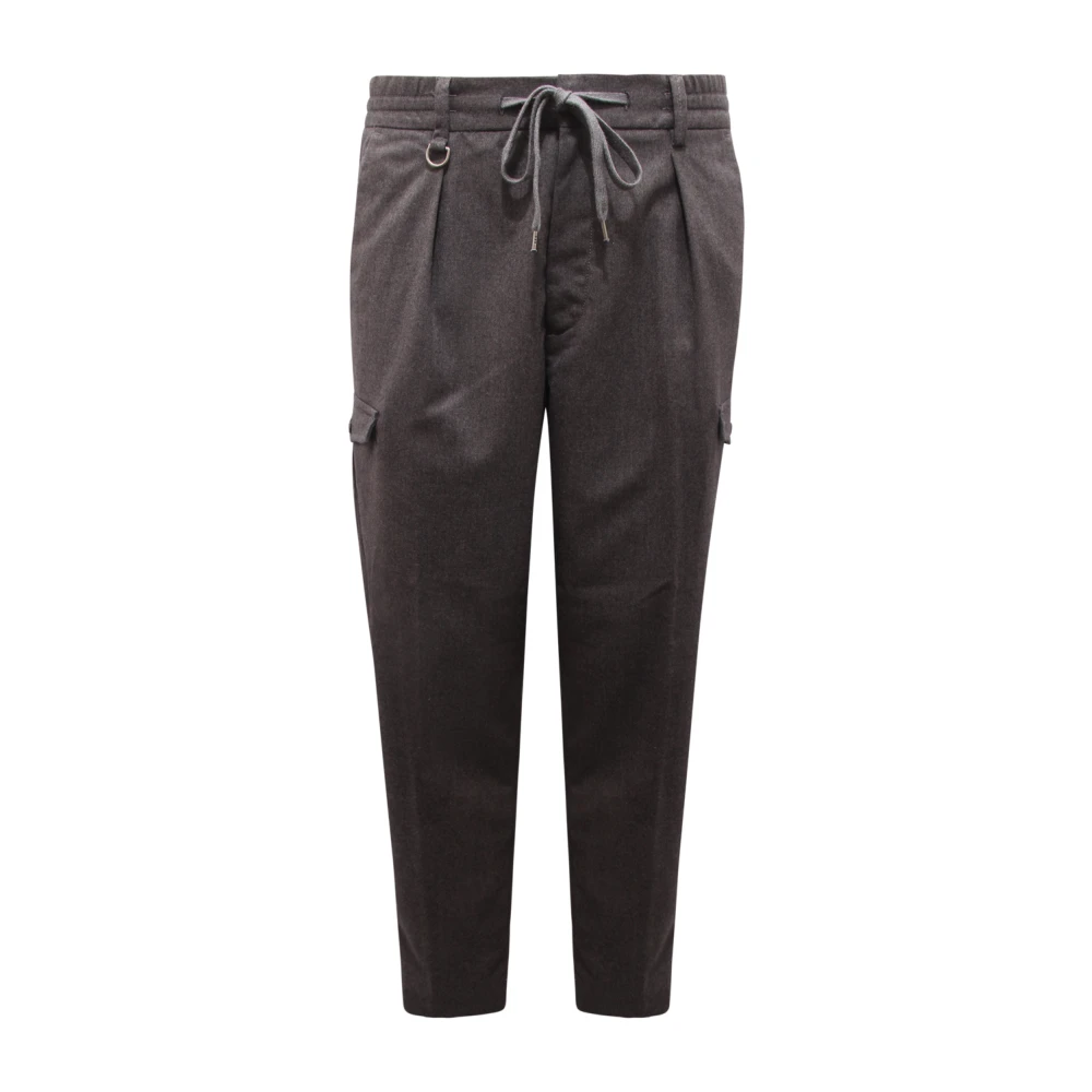 Paolo Pecora Gray Cargo Trousers With Drawstring Waist - Male - Slim-Fit Trousers - Xl - Trousers