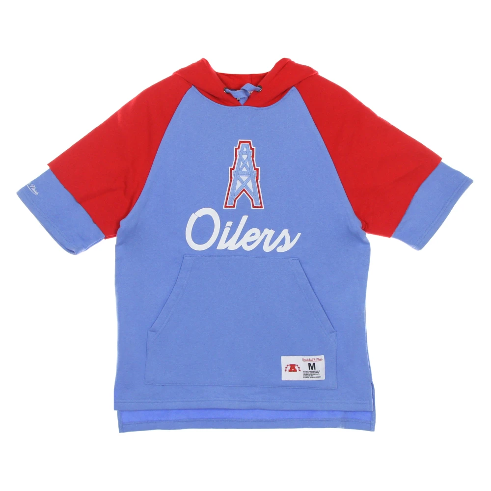 Mitchell & Ness Houston Oilers Korte Mouw Hoodie Lichtblauw Blue Heren
