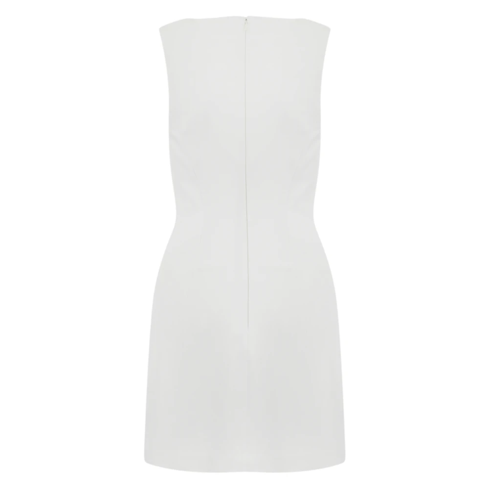 Elisabetta Franchi Bloemen Crepe Mouwloze Jurk met Zakken Beige Dames