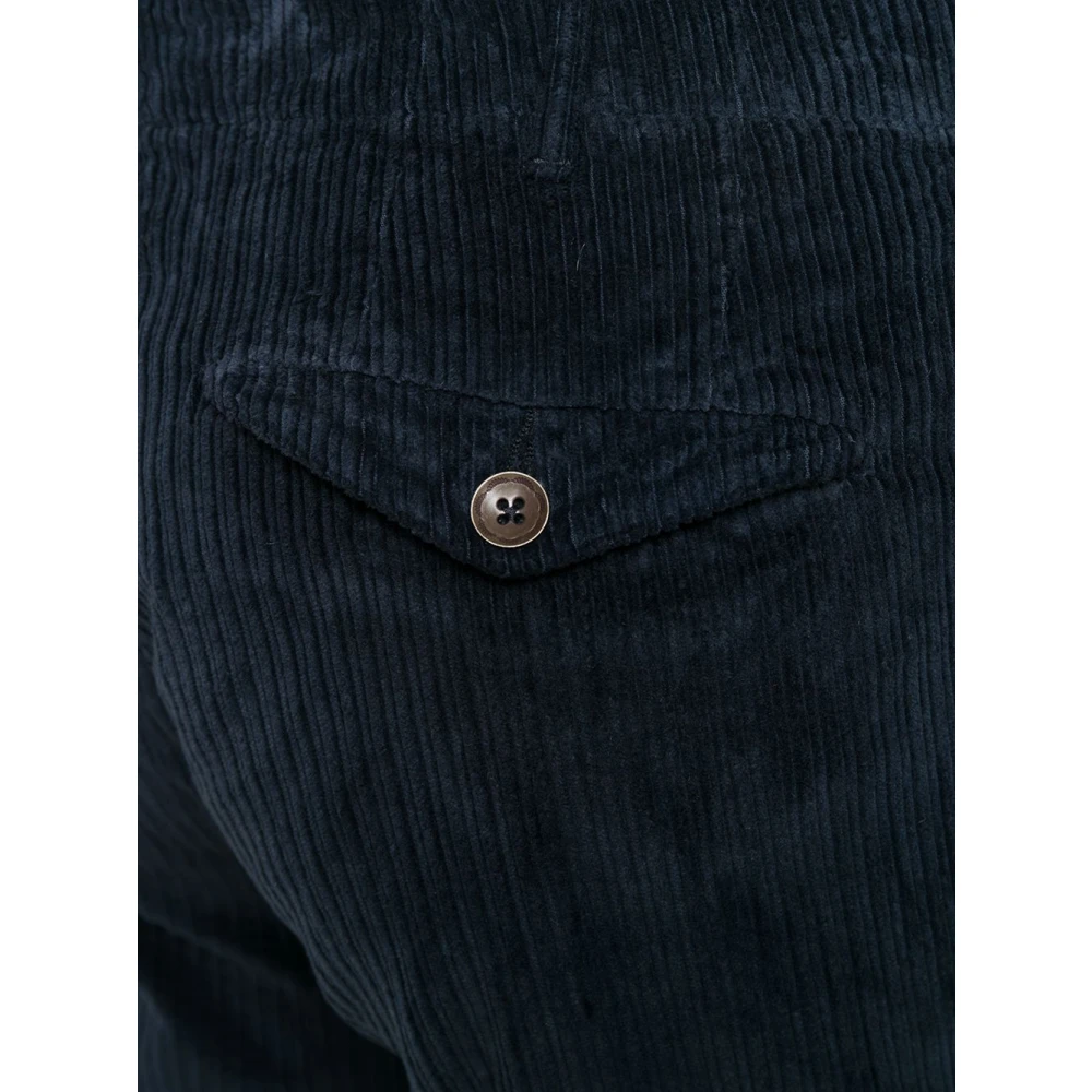 Incotex Blauwe Katoenen Broek met Riemlussen Blue Heren