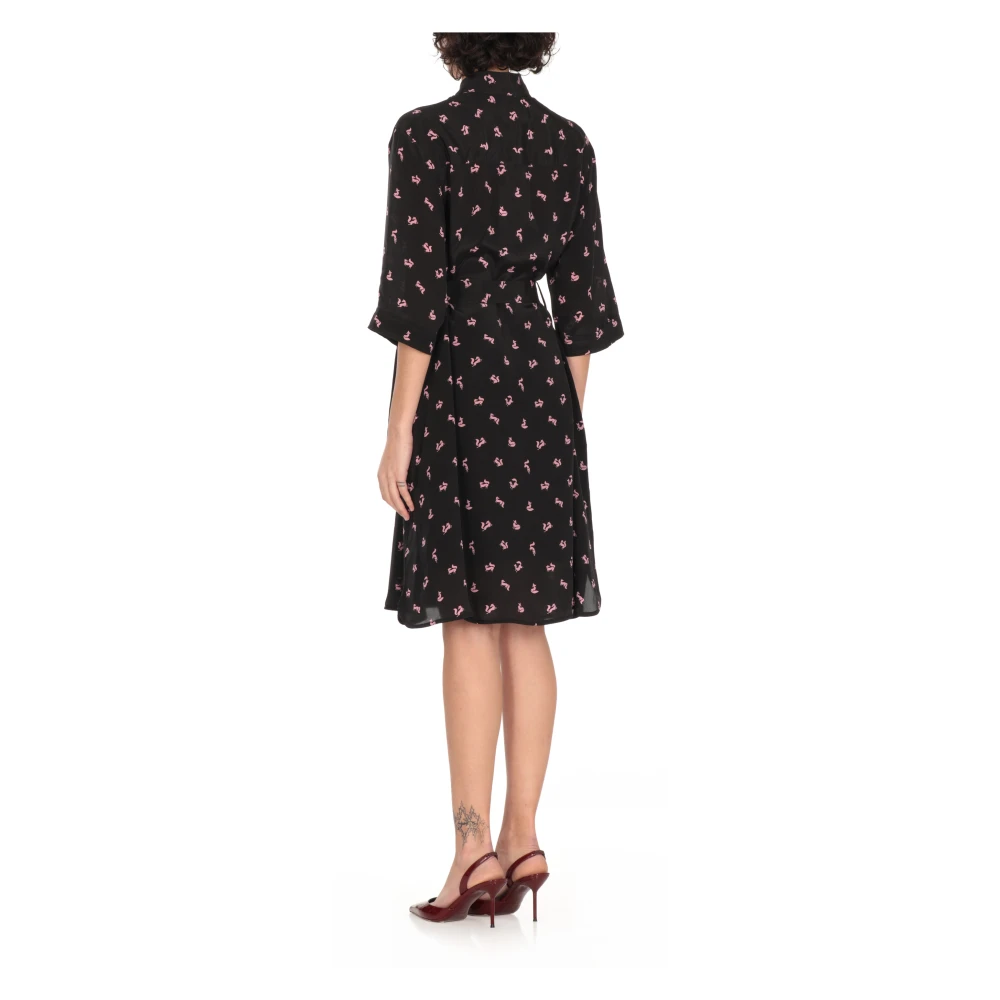 Maison Kitsuné Zwarte Fancy Fox Chemisier Jurk Black Dames
