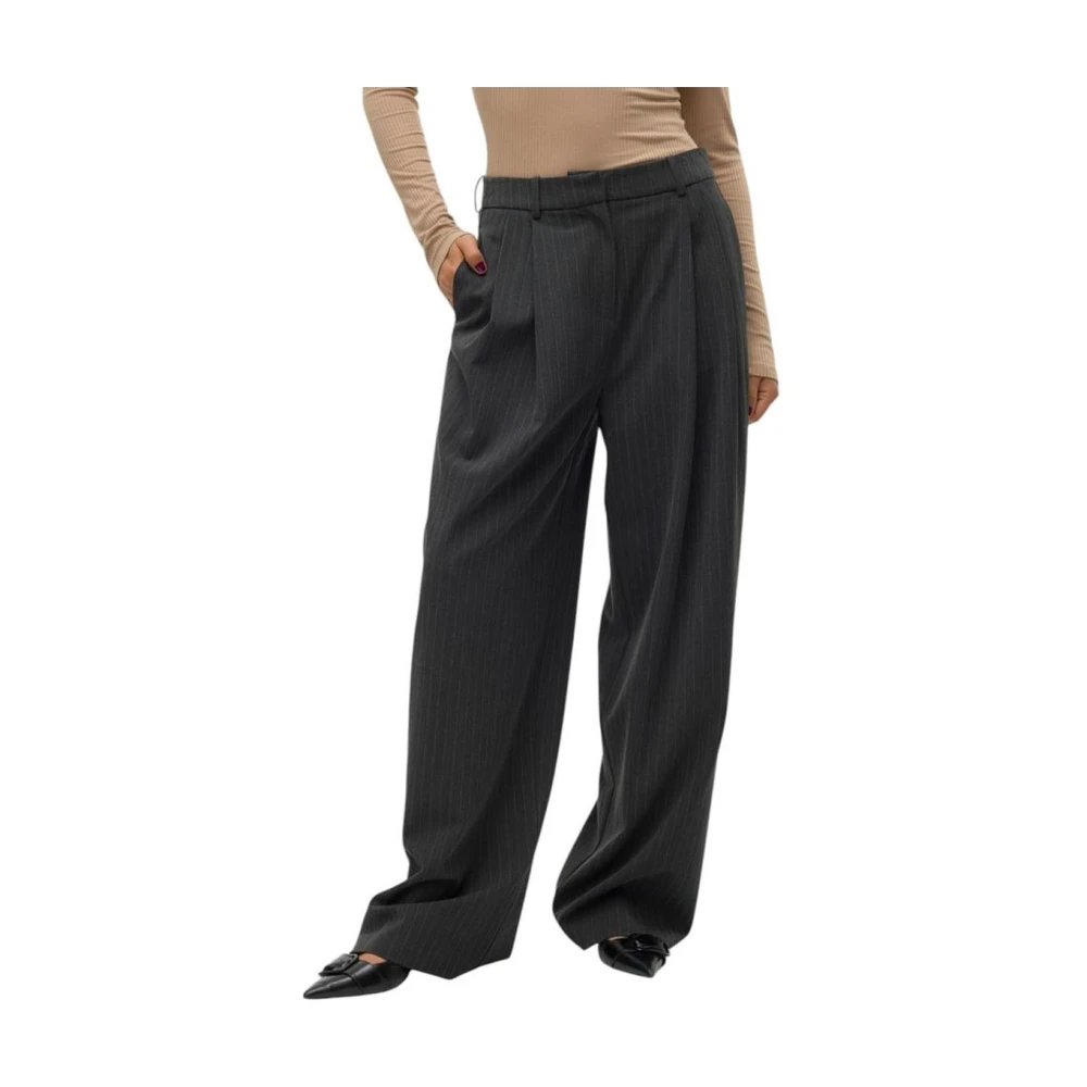 Vero Moda Pinstripe Wide Leg Trousers Gray Dames