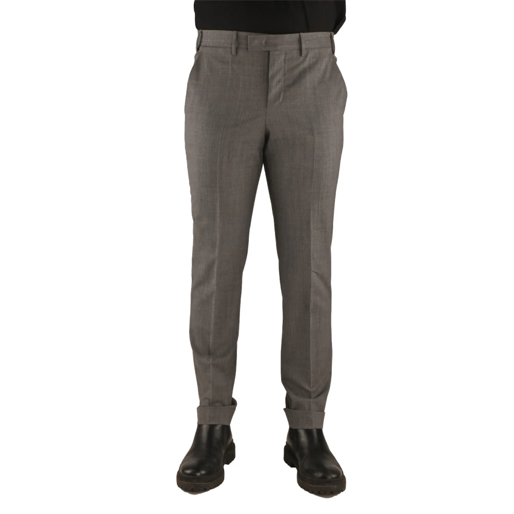 PT Torino Slimme Wollen Broek Vier Seizoenen Stretch Gray Heren