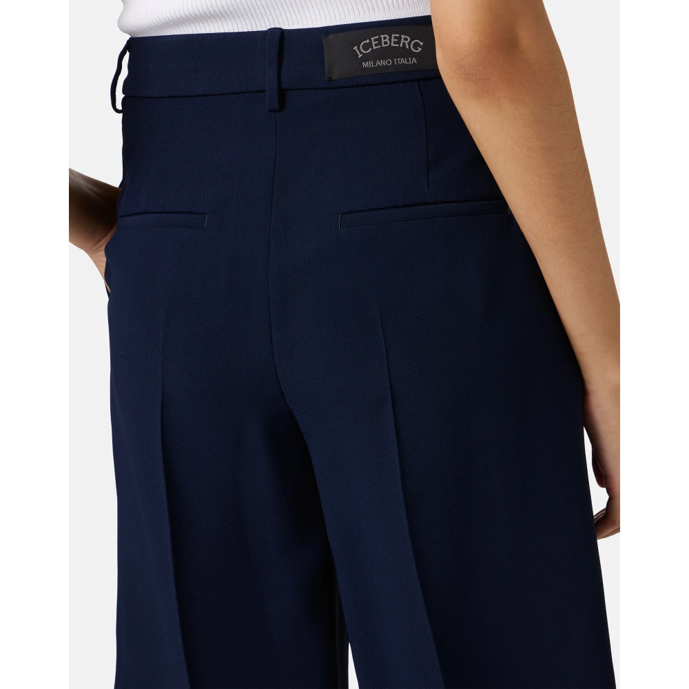 Iceberg Regular fit blauwe bermuda shorts met op maat gemaakte details en logo Blue Dames