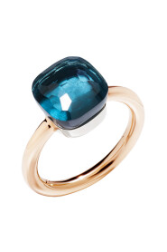 PAA1100O6000000TL -aked Pierścień - Rose Gold Ring z białym złotym ramką i Topaz Blue London Faceted - A.110/O6/TL