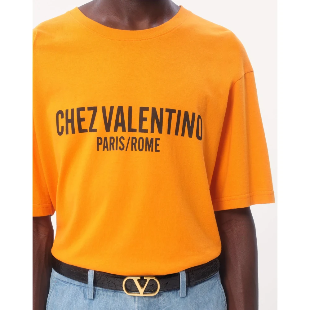 Valentino Katoenen T-shirt met Chez print Orange Heren