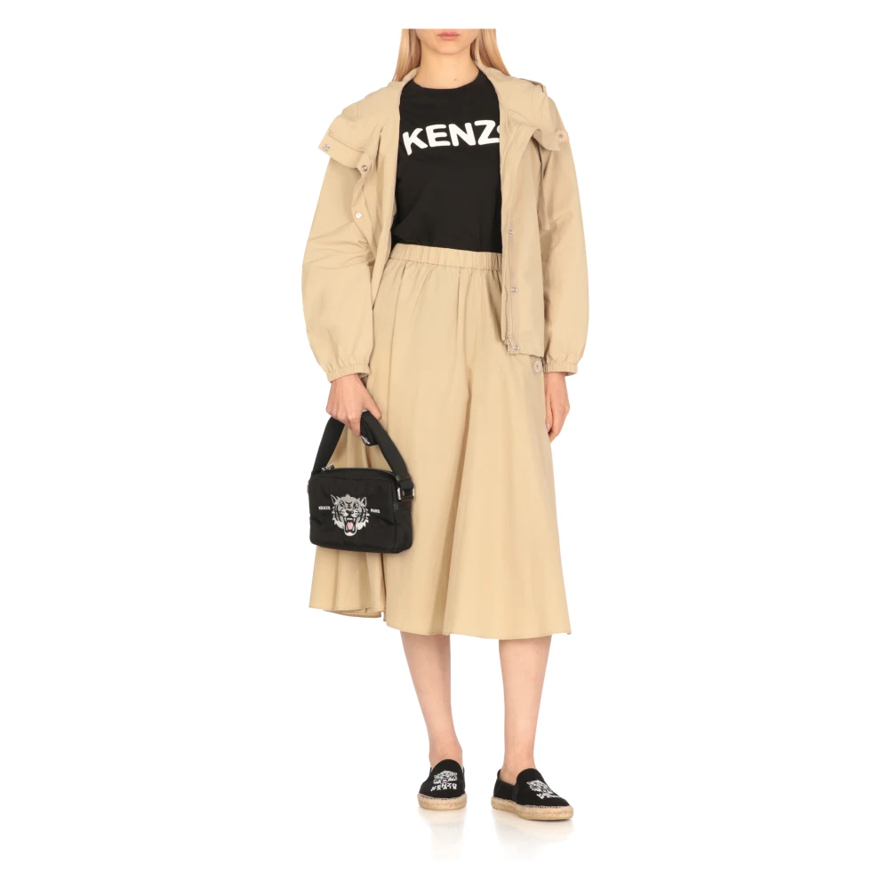 Kenzo Zwarte Bloemenlogo T-shirt Black Dames