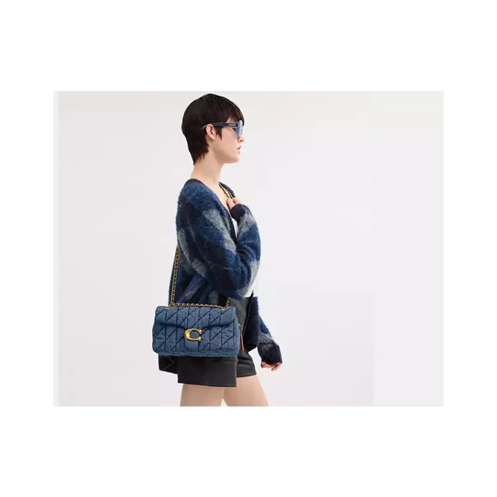 Coach Gewatteerde Denim Tabby Schoudertas Blue Dames