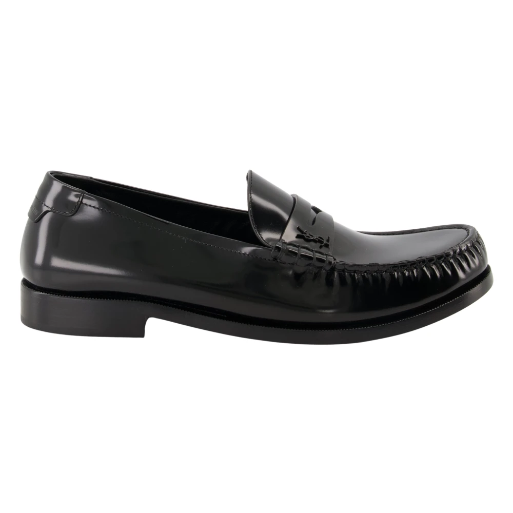 Saint Laurent Men's Black Glossy Leather Loafers - Loafers - 8 Uk - Shoes