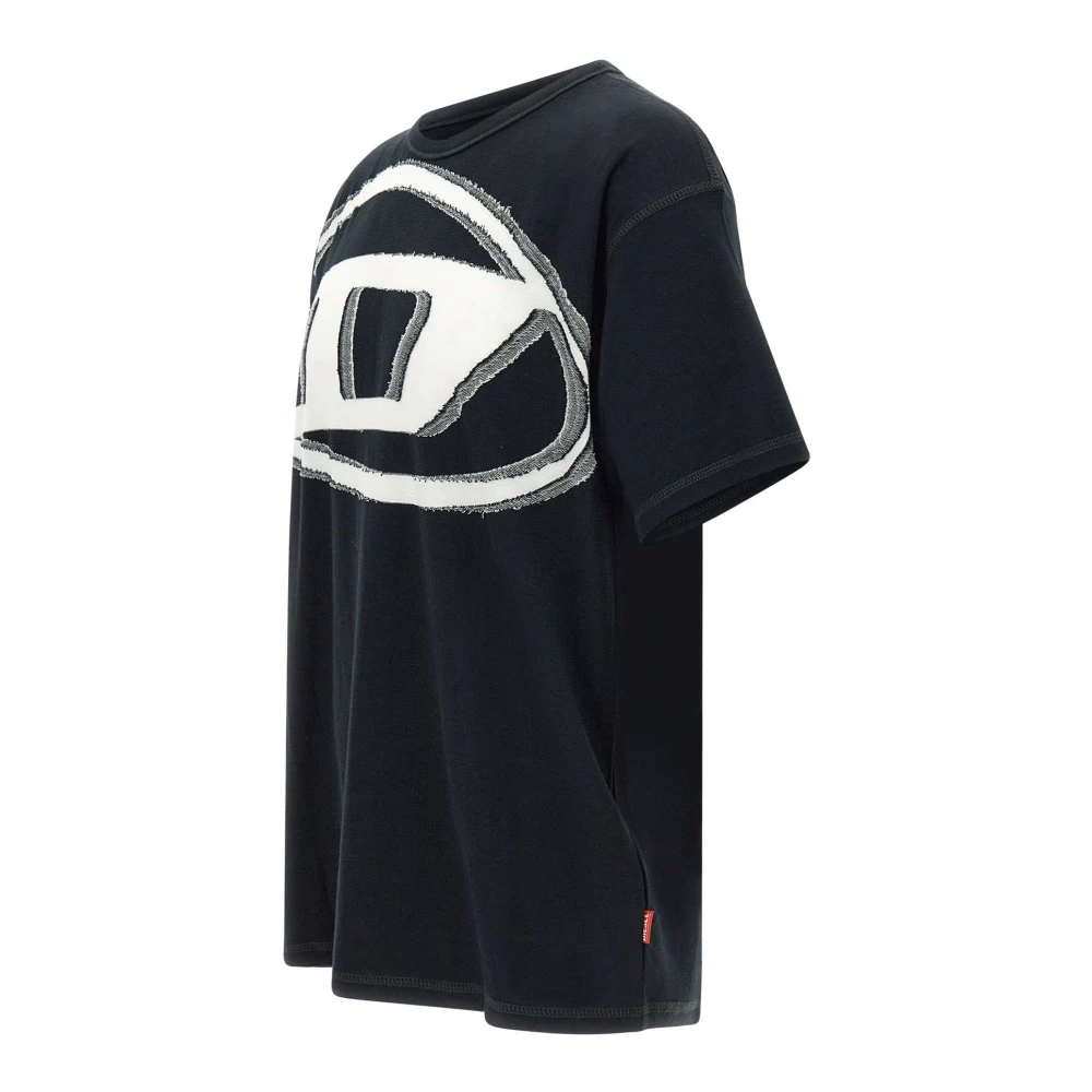 Diesel Zwarte Katoenen T-shirt met Logo Black Heren