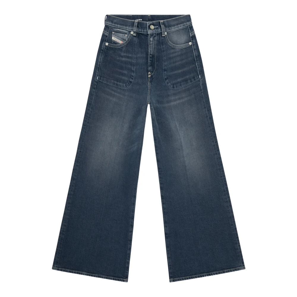 Diesel Vrouw Blauw Jeans Dames, W30, Wide Jeans