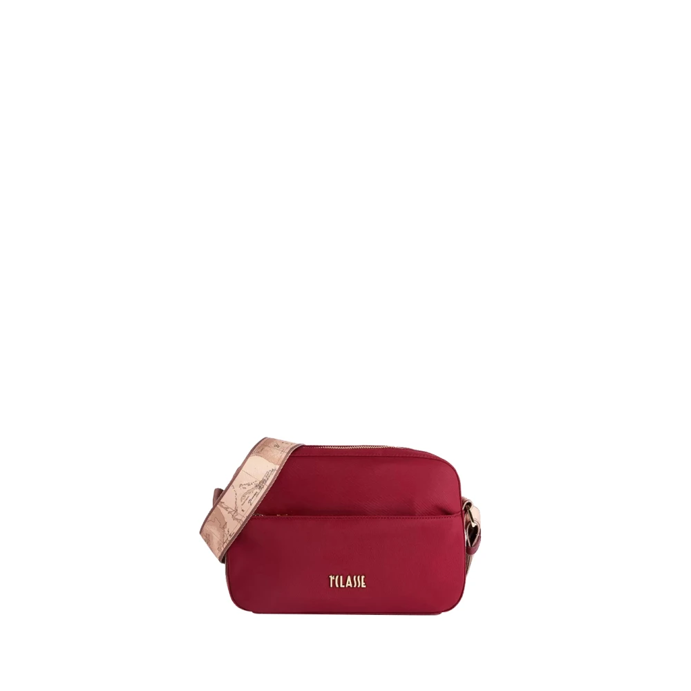 Alviero Martini 1a Classe Rode leren schoudertas met Geo-Cultuur ontwerp Pink Dames