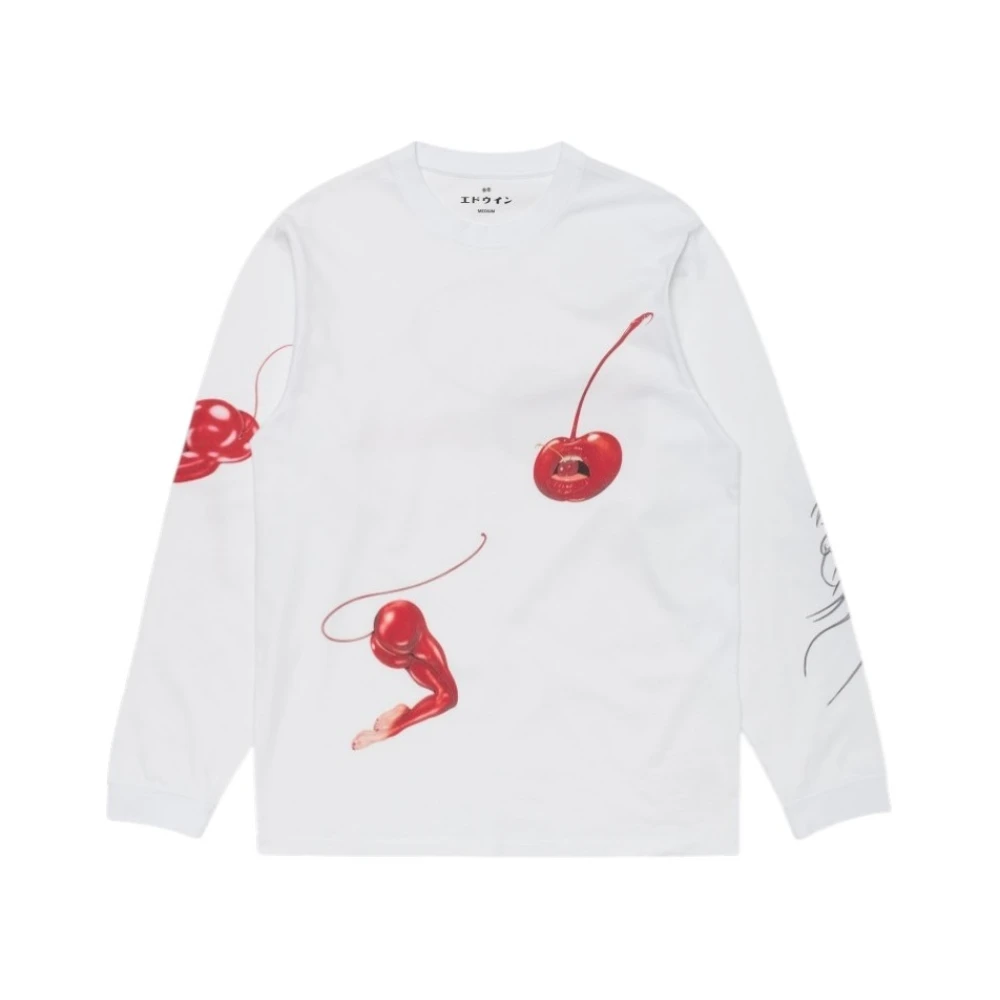 Edwin Men's White Cherry Devil T-Shirt - Long Sleeve T-Shirts - S - Tops