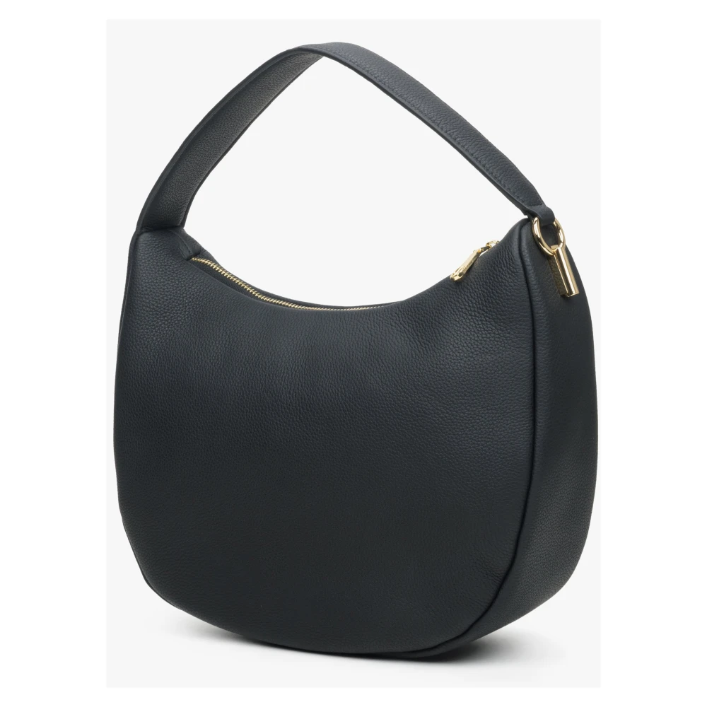 Estro Dames Zwarte Halvemaantasje gemaakt van Echt Leer Er00114202 Black Dames