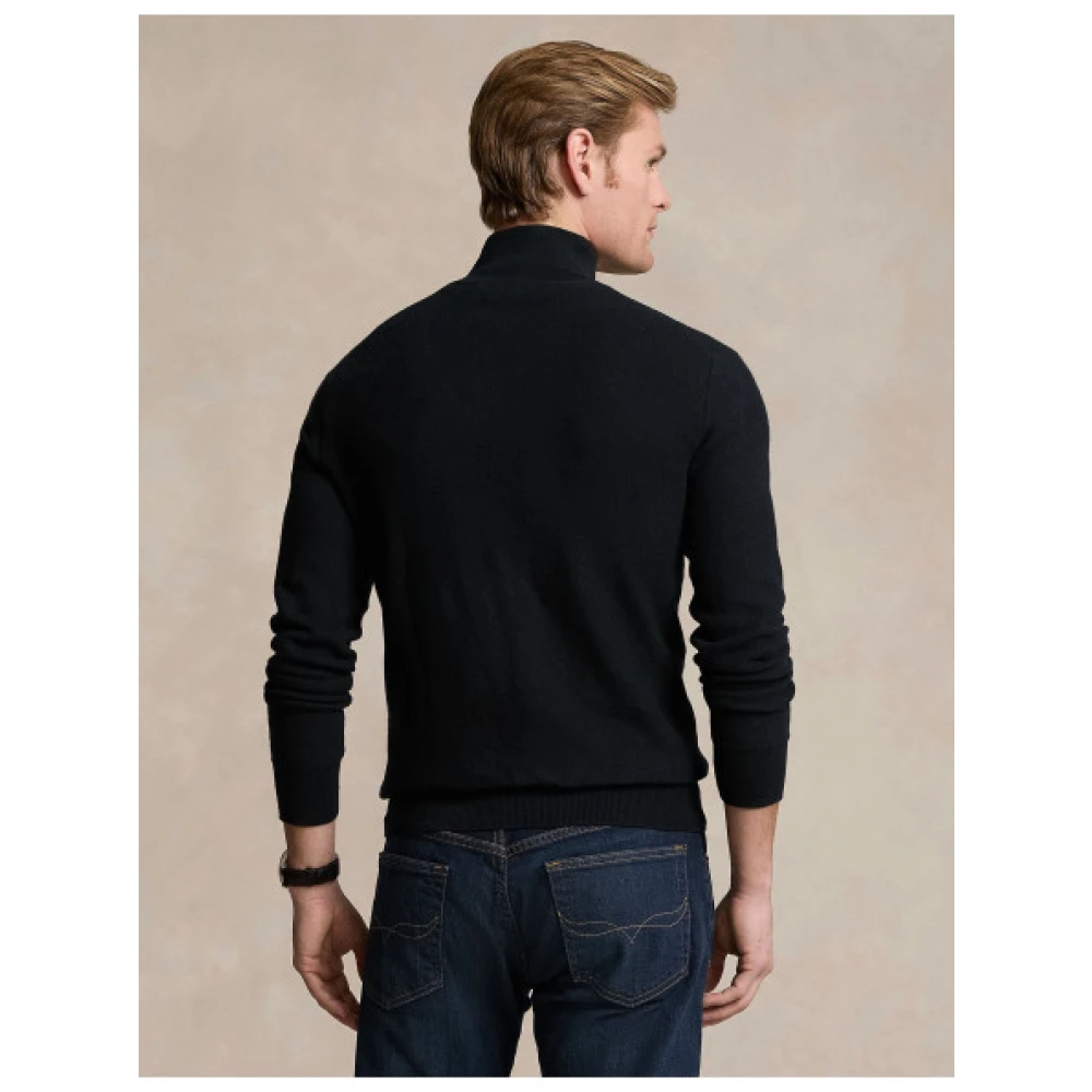 Polo Ralph Lauren Honeycomb Half-Zip Katoenen Sweater Black Heren