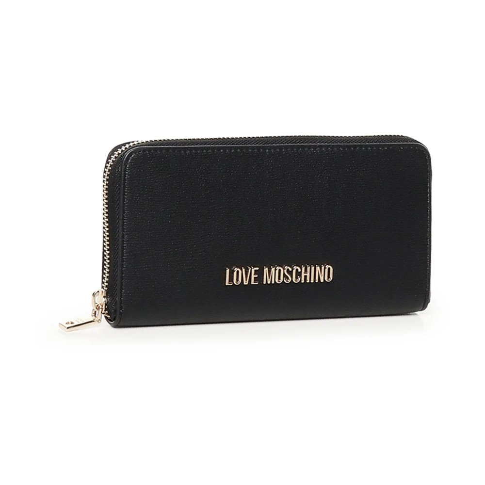 Love Moschino Zwarte Portemonnee met Logo Ritssluiting Black Dames