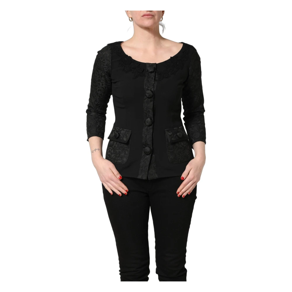 Dolce & Gabbana Black Button Down Blazer - Female - Cardigans - M - Knitwear