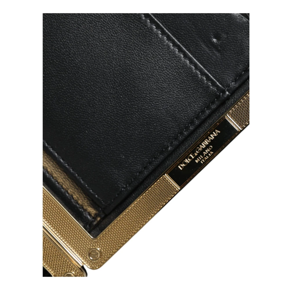 Dolce & Gabbana Zwarte Bloemen Gouden Frame Clutch Portemonnee Multicolor Dames
