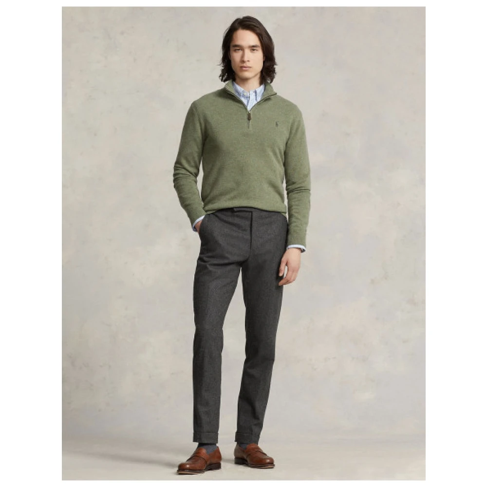 Polo Ralph Lauren Wollen Half-Zip Trui met Geborduurd Logo Green Heren