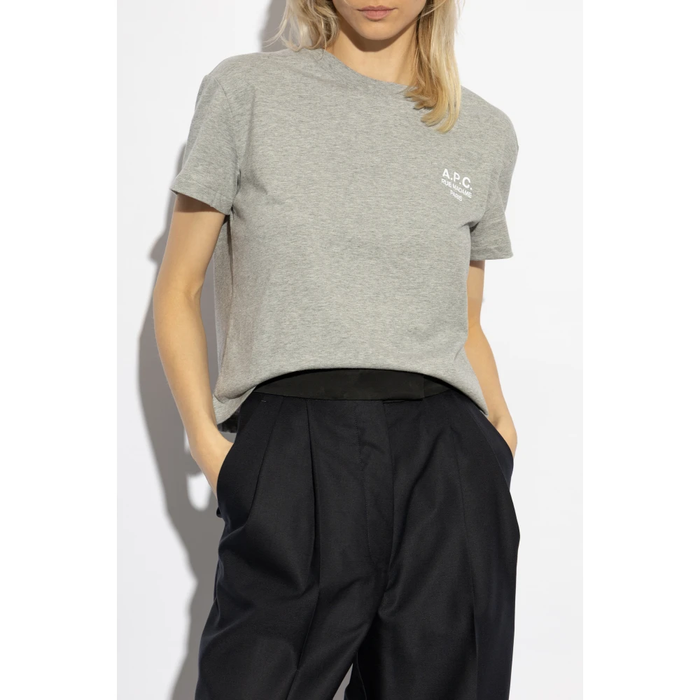 A.p.c. Katoenen T-shirt met logo Gray Dames