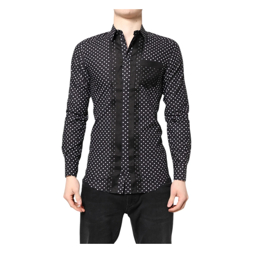 Dolce & Gabbana Men's Black/Gold Polka Dot Formal Shirt