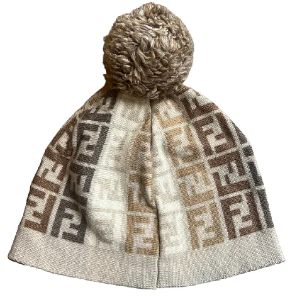 Fendi Vintage Pre-owned Wool hats Beige Dames
