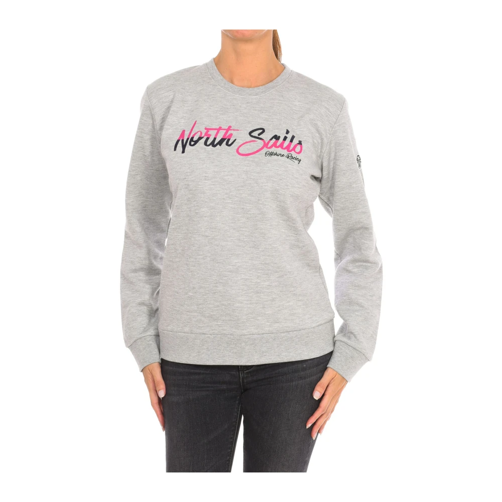 North Sails Women's Gray Sweatshirts, M, Ribbed Round Neck Sweatshirt