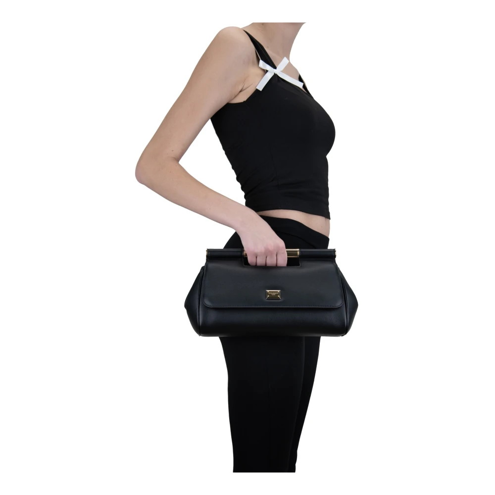 Dolce & Gabbana Dierenprint Leren Handtas met Magneetsluiting Black Dames