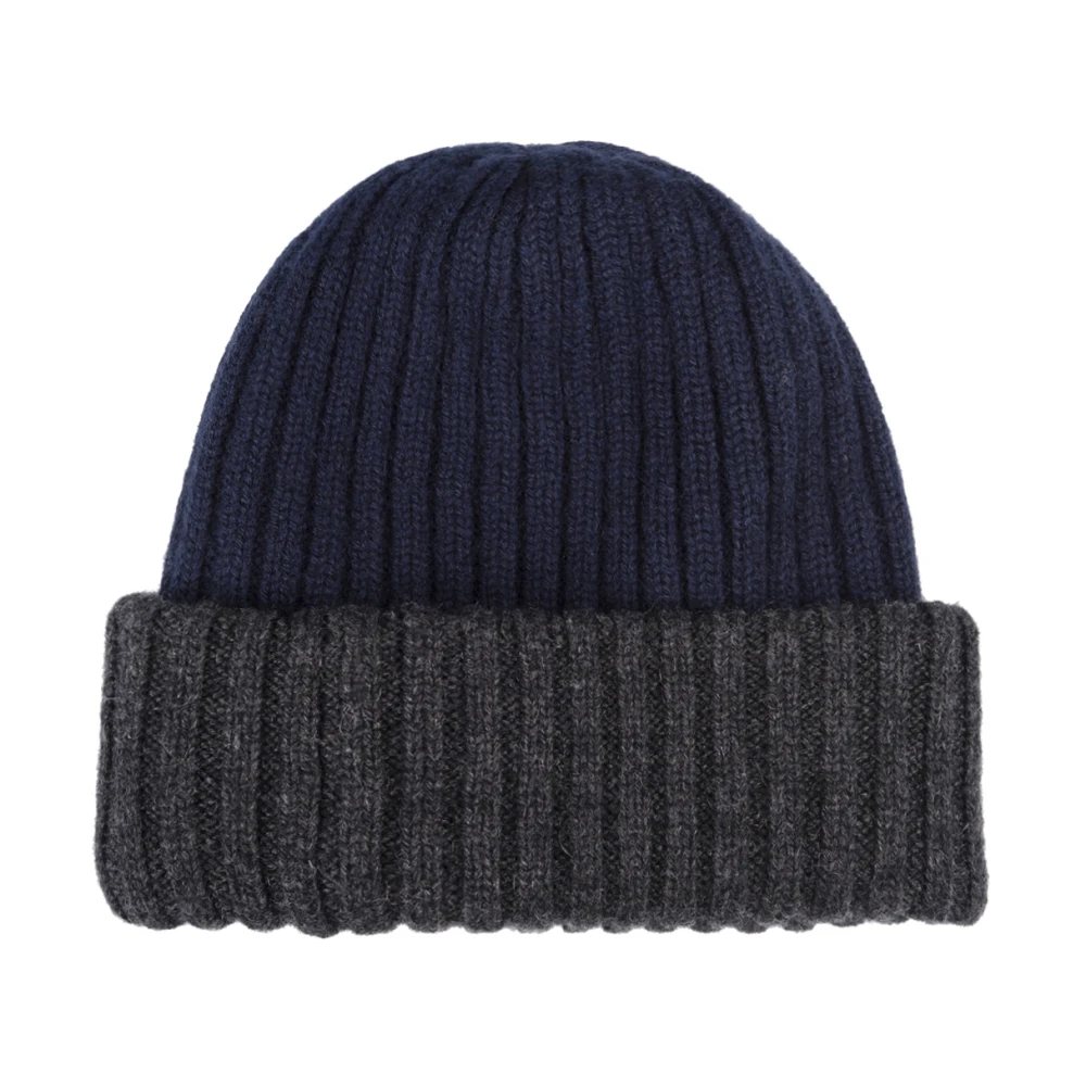 Fedeli Blauwe Cashmere Beanie Hoed Blue Heren