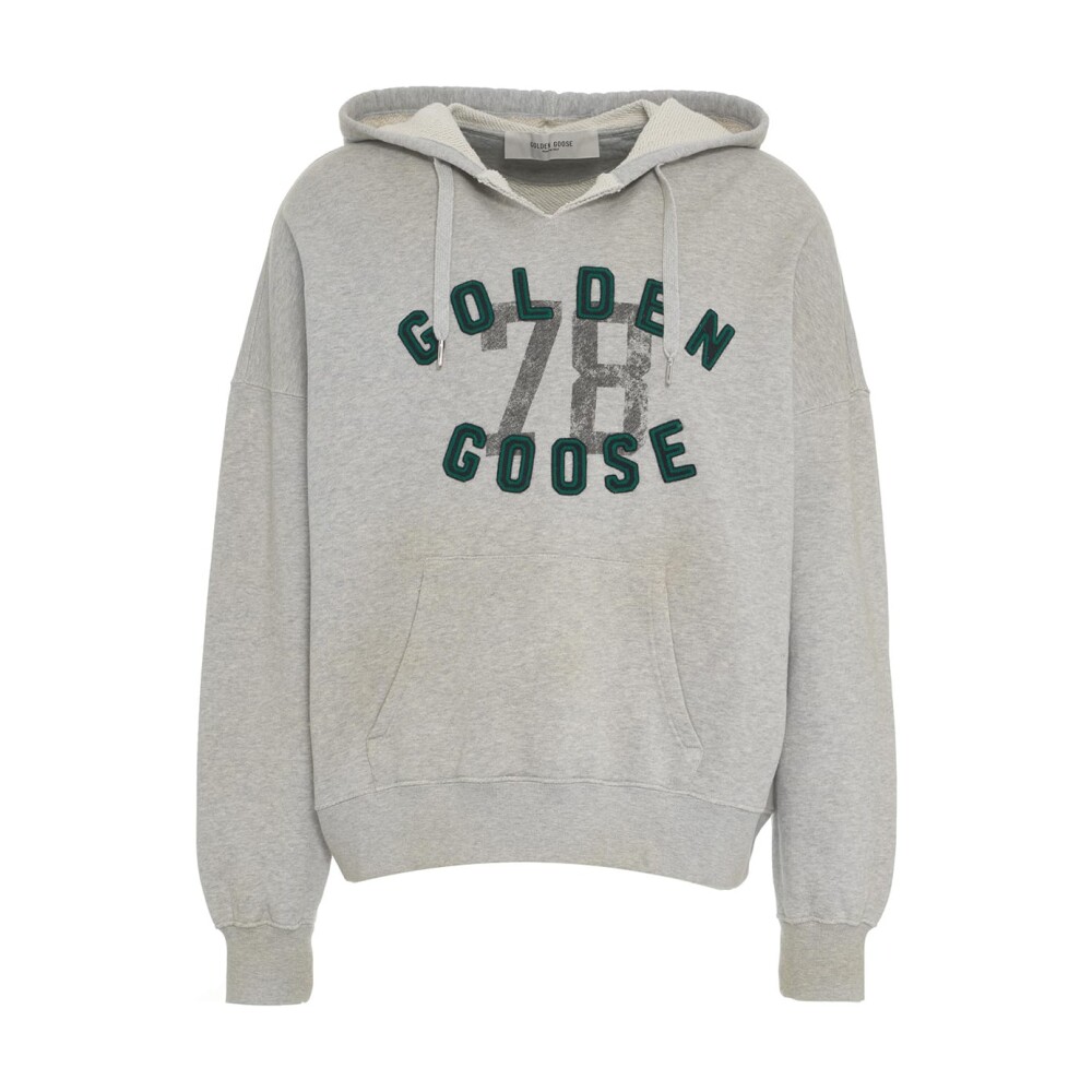 パーカー・フーディ Golden Goose Deluxe Brand White Cotton Alighiero Sweatshirt Men's Hooded & Crewneck Sweatshirts