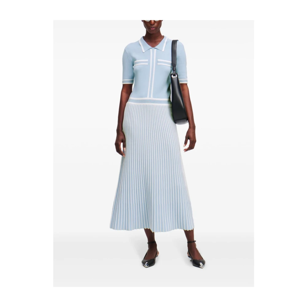 Karl Lagerfeld Blauw EN WIT Gebreide Jurk Blue Dames