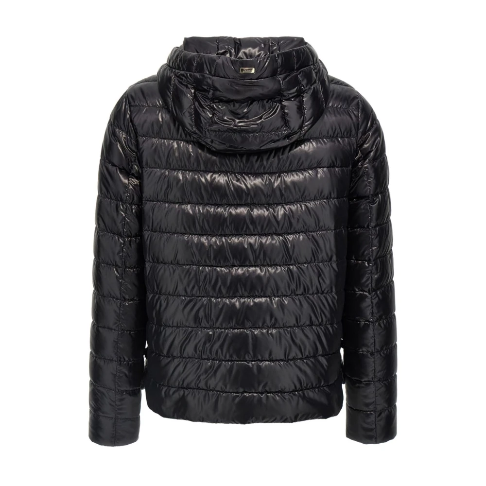 Herno Hooded jas met drukknoopsluiting Black Dames